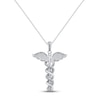 Diamond Caduceus Necklace 1/10 ct tw Round-cut Sterling Silver 18"