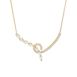 Diamond Swirl Necklace 1 ct tw Pear & Round-cut 14K Yellow Gold 18"