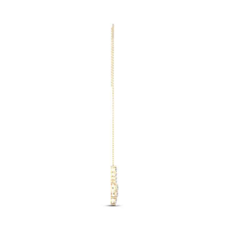Main Image 4 of Diamond Swirl Necklace 1 ct tw Pear & Round-cut 14K Yellow Gold 18&quot;