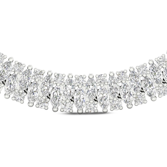 Diamond Riviera Necklace 20 ct tw Marquise & Round-cut 14K White Gold 18"