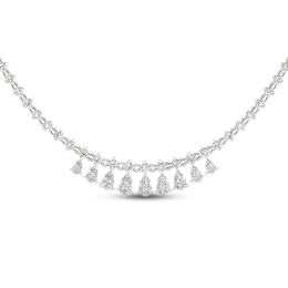 Diamond Riviera Necklace 10 ct tw Pear & Round-cut 14K White Gold 18"