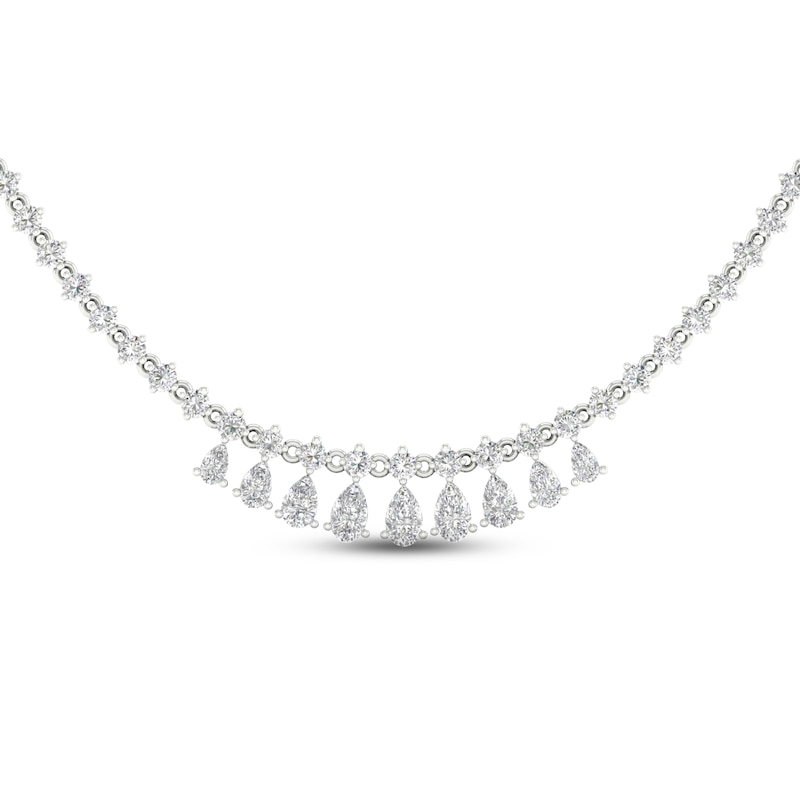 Diamond Riviera Necklace 10 ct tw Pear & Round-cut 14K White Gold 18"