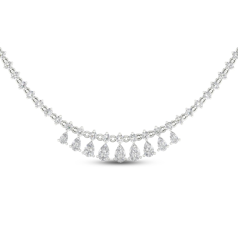 Main Image 1 of Diamond Riviera Necklace 10 ct tw Pear & Round-cut 14K White Gold 18&quot;