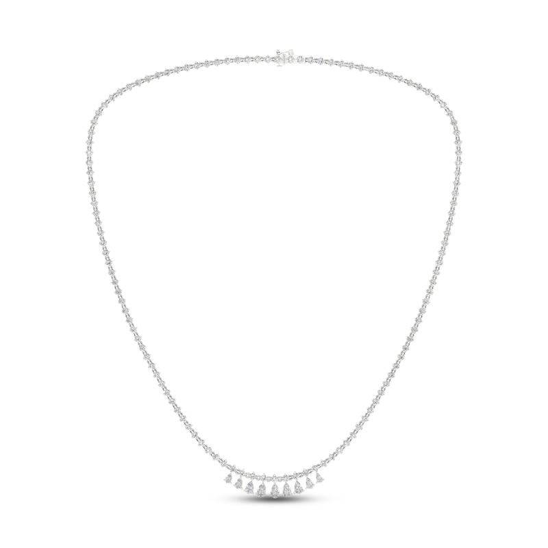 Diamond Riviera Necklace 10 ct tw Pear & Round-cut 14K White Gold 18"