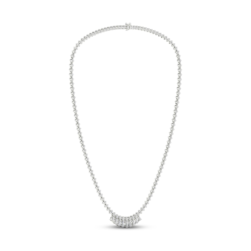 Diamond Riviera Necklace 10 ct tw Pear & Round-cut 14K White Gold 18"