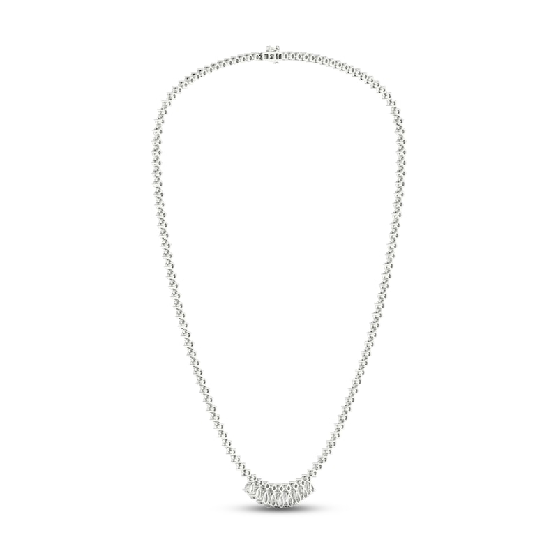 Diamond Riviera Necklace 10 ct tw Pear & Round-cut 14K White Gold 18"