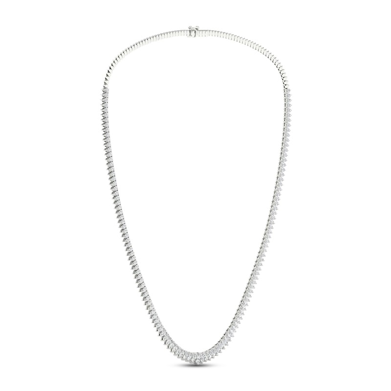 Diamond Riviera Necklace 7 ct tw Pear-Shaped 14K White Gold 18