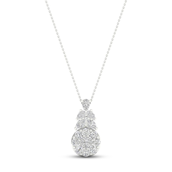 Multi-Diamond Necklace 2 ct tw Pear, Princess, Oval & Round-cut 14K White Gold 18"