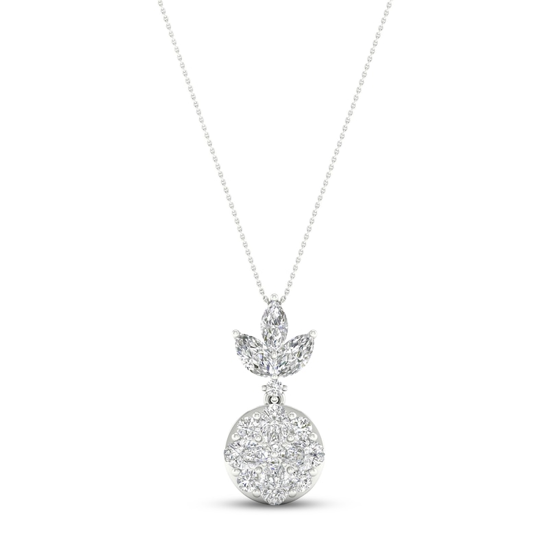 Multi-Diamond Necklace 2 ct tw Marquise, Pear & Round-cut 14K White Gold 18"