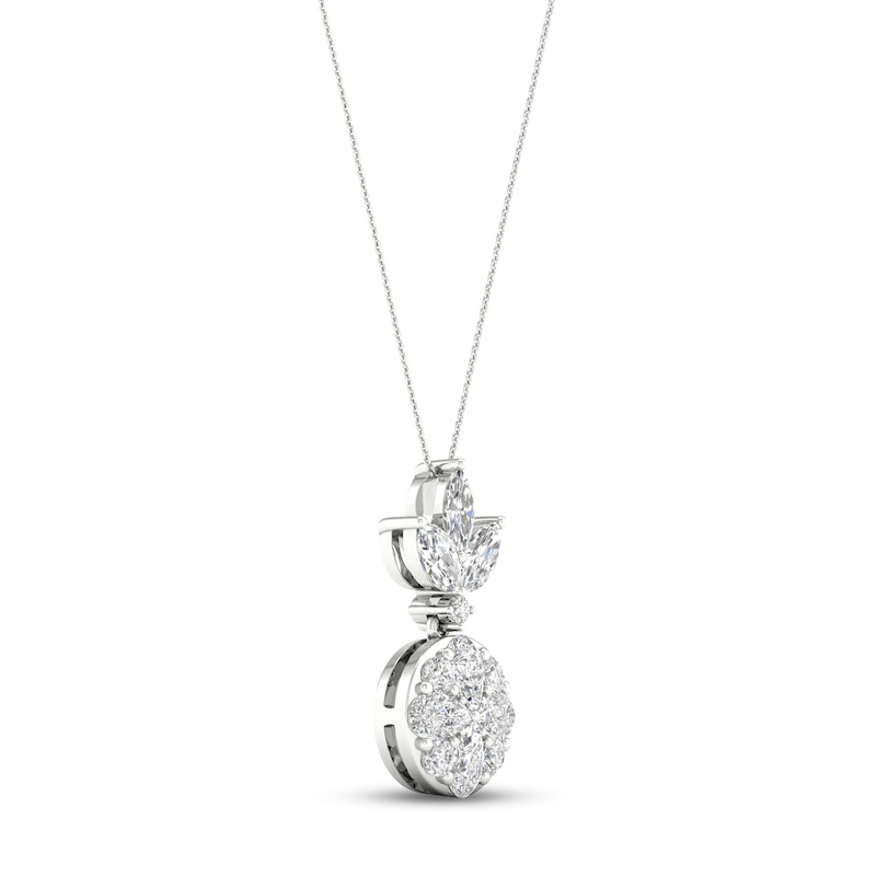 Multi-Diamond Necklace 2 ct tw Marquise, Pear & Round-cut 14K White Gold 18"