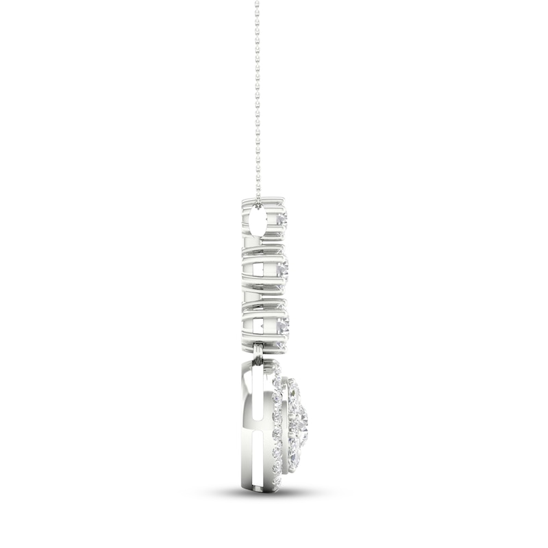 Main Image 3 of Multi-Diamond Drop Necklace 2 ct tw Round & Marquise-cut 14K White Gold 18&quot;