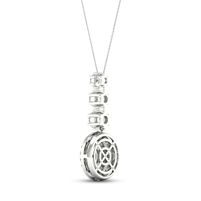 Main Image 4 of Multi-Diamond Drop Necklace 2 ct tw Round & Marquise-cut 14K White Gold 18&quot;
