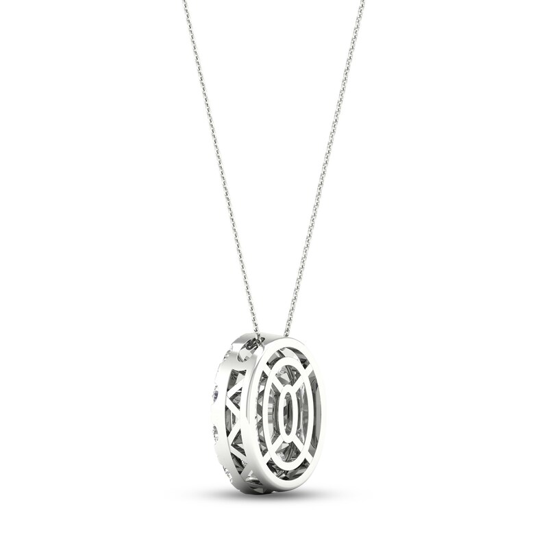 Diamond Oval Halo Necklace 2 ct tw Oval & Round-cut 14K White Gold 18"