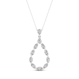 Diamond Teardrop Necklace 1-1/2 ct tw Pear & Marquise-cut 14K White Gold 18&quot;