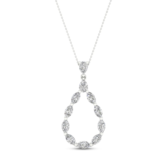 Diamond Teardrop Necklace 1-1/2 ct tw Pear & Marquise-cut 14K White Gold 18"