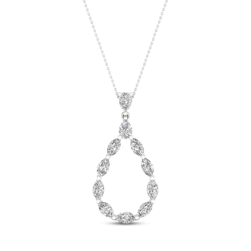 Diamond Teardrop Necklace 1-1/2 ct tw Pear & Marquise-cut 14K White Gold 18"