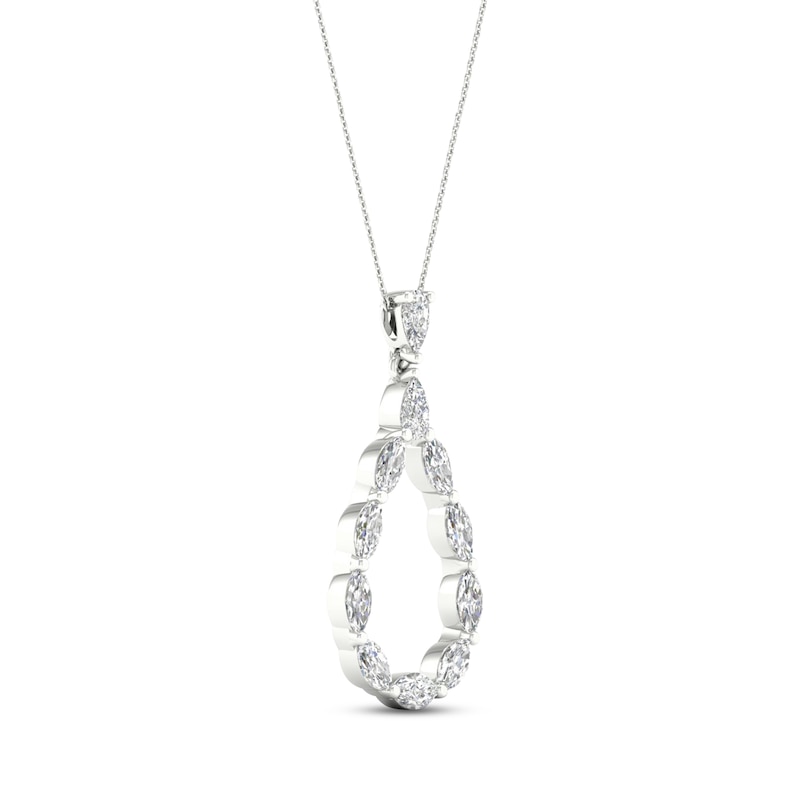 Main Image 2 of Diamond Teardrop Necklace 1-1/2 ct tw Pear & Marquise-cut 14K White Gold 18&quot;