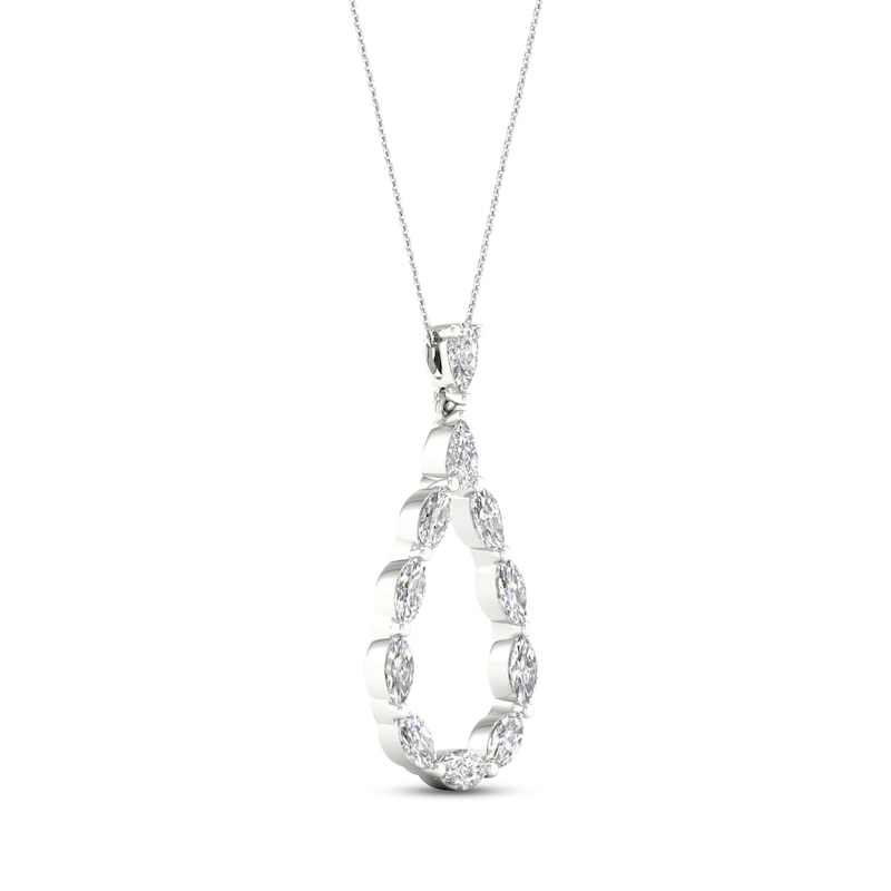 Diamond Teardrop Necklace 1-1/2 ct tw Pear & Marquise-cut 14K White Gold 18"