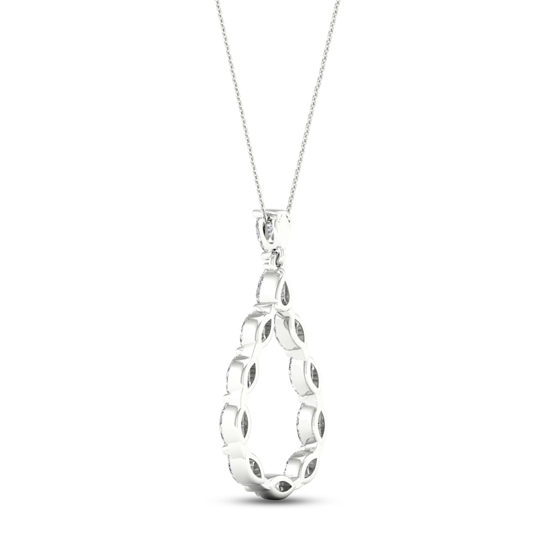 Diamond Teardrop Necklace 1-1/2 ct tw Pear & Marquise-cut 14K White Gold 18"
