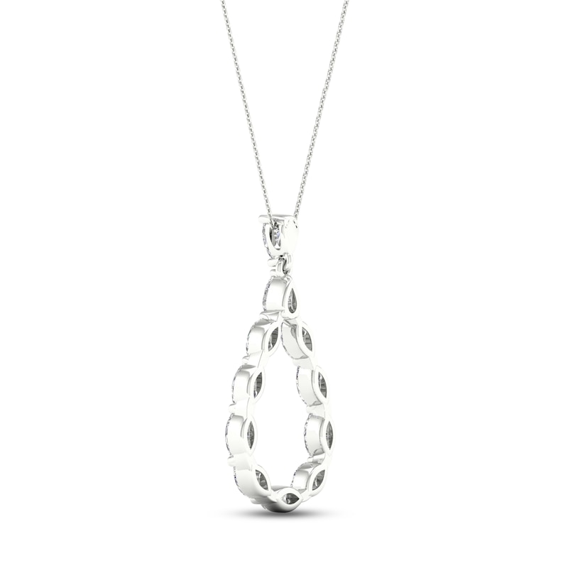 Main Image 4 of Diamond Teardrop Necklace 1-1/2 ct tw Pear & Marquise-cut 14K White Gold 18&quot;