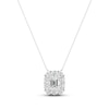 Thumbnail Image 0 of Diamond Necklace 2 ct tw Emerald & Round-cut 14K White Gold 18"