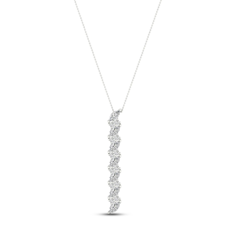 Diamond Drop Necklace 1-1/3 ct tw Marquise & Round-cut 14K White Gold 18"