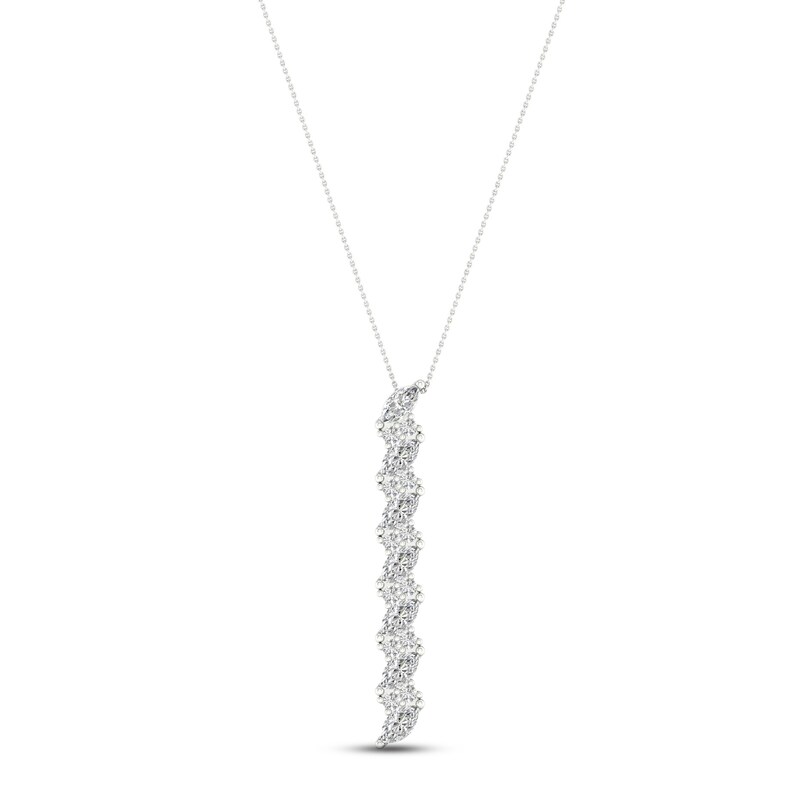 Diamond Drop Necklace 1-1/3 ct tw Marquise & Round-cut 14K White Gold 18"