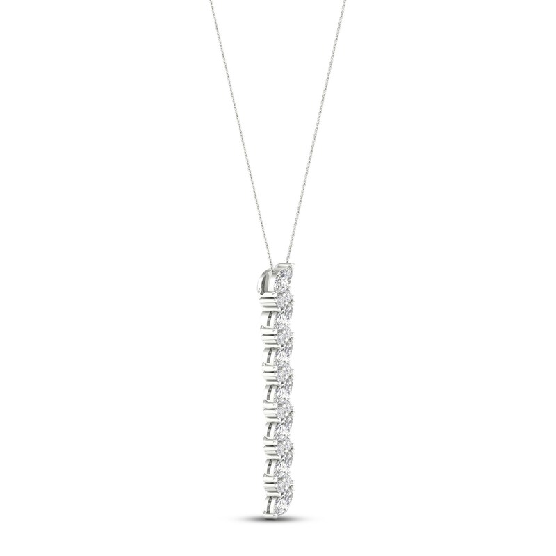Diamond Drop Necklace 1-1/3 ct tw Marquise & Round-cut 14K White Gold 18"