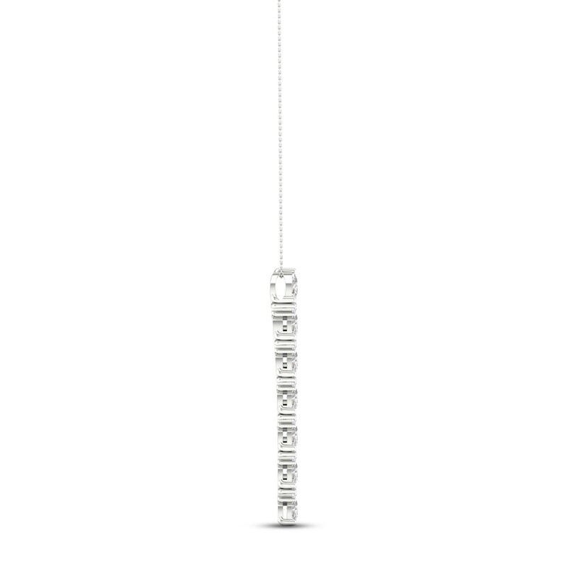Diamond Drop Necklace 1-1/3 ct tw Marquise & Round-cut 14K White Gold 18"