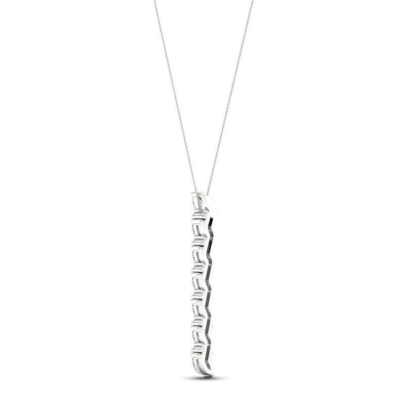 Diamond Drop Necklace 1-1/3 ct tw Marquise & Round-cut 14K White Gold 18"