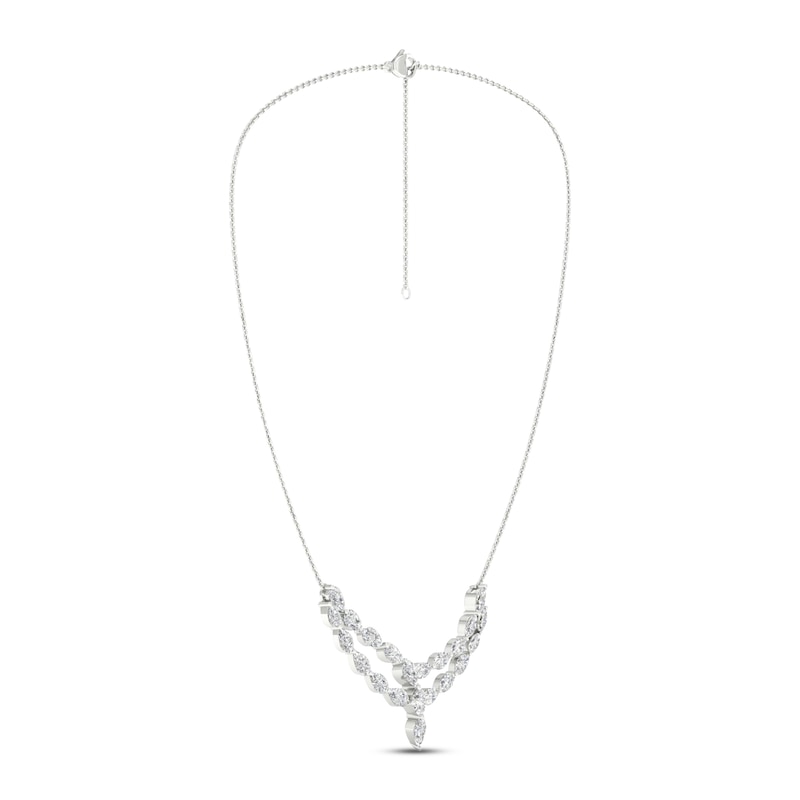 Diamond Y Necklace 2 ct tw Pear & Marquise-cut 14K White Gold 18"