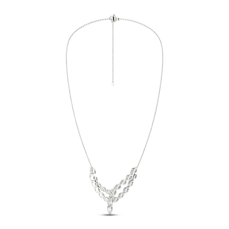 Diamond Y Necklace 2 ct tw Pear & Marquise-cut 14K White Gold 18"