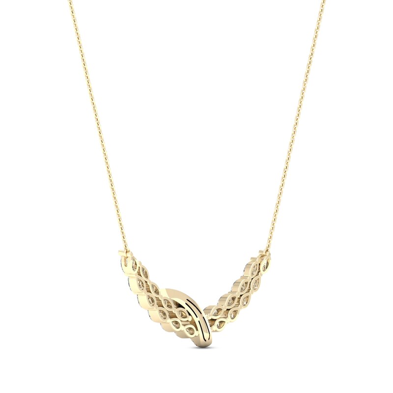 Main Image 4 of Diamond Bypass Necklace 2-1/4 ct tw Marquise, Pear & Round-cut 14K Yellow Gold 18&quot;