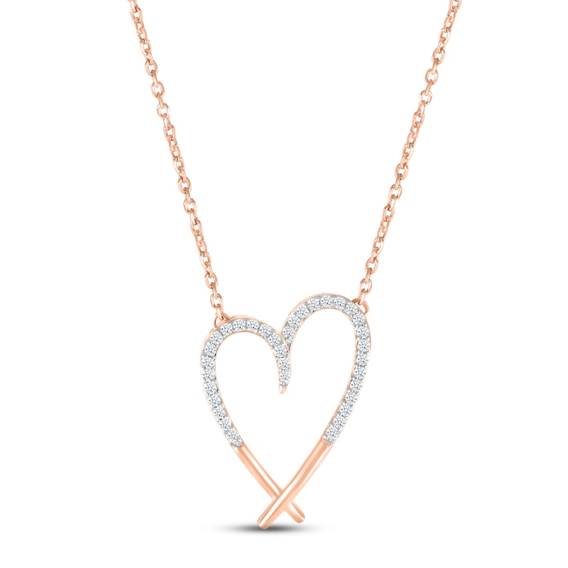 Diamond Heart Necklace 1/8 ct tw Round-cut 10K Rose Gold 18"