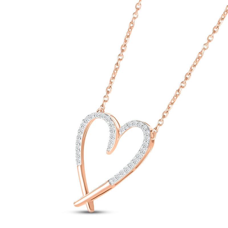 Diamond Heart Necklace 1/8 ct tw Round-cut 10K Rose Gold 18"