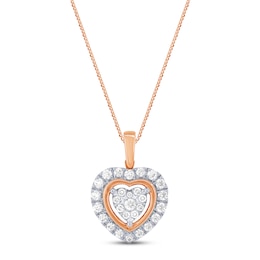 Multi-Diamond Heart Necklace 1/2 ct tw Round-cut 10K Two-Tone Gold 18"