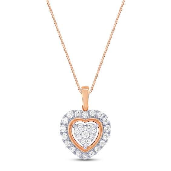 Multi-Diamond Heart Necklace 1/2 ct tw Round-cut 10K Two-Tone Gold 18"