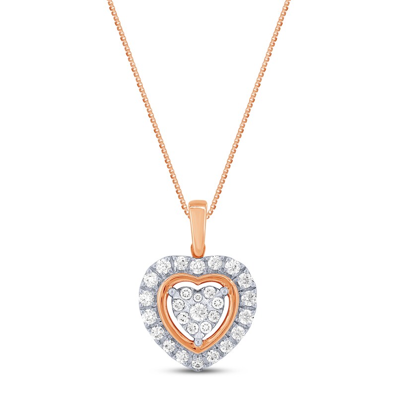 Main Image 1 of Multi-Diamond Heart Necklace 1/2 ct tw Round-cut 10K Two-Tone Gold 18&quot;