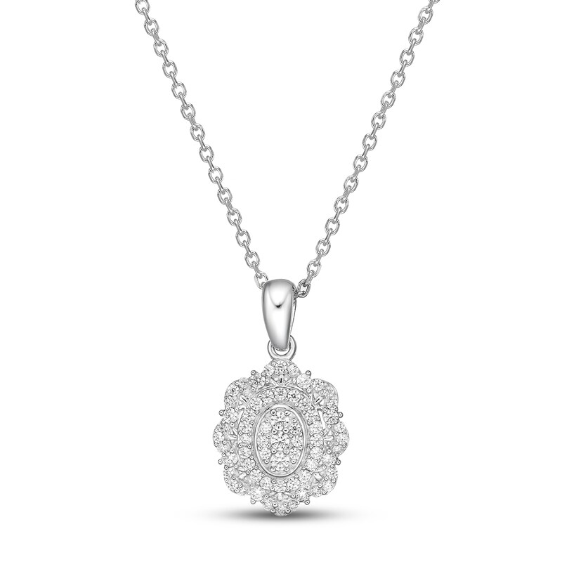 Diamond Necklace 1/3 ct tw Round-cut Sterling Silver 18"