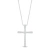 Thumbnail Image 1 of Diamond Tapered Cross Necklace 1/5 ct tw Round-cut 10K White Gold 18&quot;