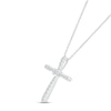 Thumbnail Image 2 of Diamond Tapered Cross Necklace 1/5 ct tw Round-cut 10K White Gold 18&quot;