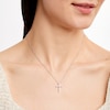 Thumbnail Image 3 of Diamond Tapered Cross Necklace 1/5 ct tw Round-cut 10K White Gold 18&quot;