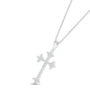 Thumbnail Image 1 of Diamond Cross Necklace 1/6 ct tw Round-cut 10K White Gold 18"