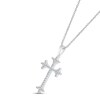Thumbnail Image 1 of Diamond Cross Necklace 1/6 ct tw Round-cut 10K White Gold 18"