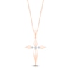 Thumbnail Image 0 of Diamond Cross Necklace 1/10 ct tw Round-cut 10K Rose Gold 18"