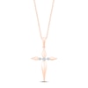 Thumbnail Image 1 of Diamond Cross Necklace 1/10 ct tw Round-cut 10K Rose Gold 18&quot;