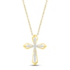 Thumbnail Image 1 of Diamond Double Cross Necklace 1/4 ct tw Round-cut 10K Yellow Gold 18&quot;