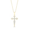 Thumbnail Image 0 of Diamond Dagger Cross Necklace 1/6 ct tw Round-cut 10K Yellow Gold 18"