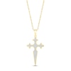 Thumbnail Image 1 of Diamond Dagger Cross Necklace 1/6 ct tw Round-cut 10K Yellow Gold 18&quot;