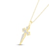 Thumbnail Image 2 of Diamond Dagger Cross Necklace 1/6 ct tw Round-cut 10K Yellow Gold 18&quot;